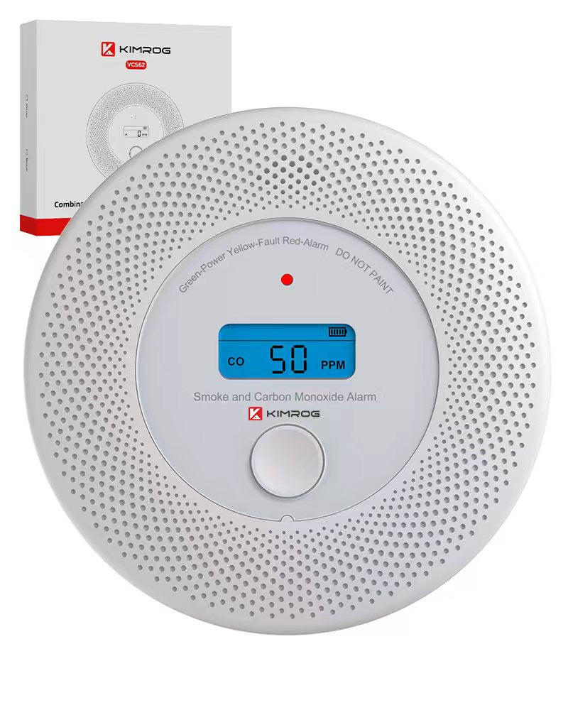 KIMROG 10-Year Sealed Battery 2-in-1 Smoke & Carbon Monoxide Detector | LCD Display- SCM02