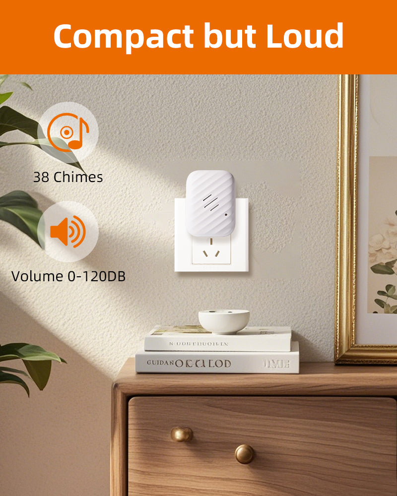 KIMROG Battery-Free Wireless Doorbell,No Batteries Needed (White) - SWD01